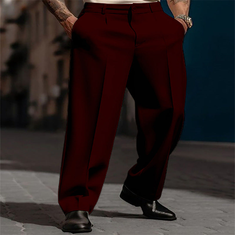 Men's Formal Wear Diagonal Pocket Straight Solid Color Breathable Outdoor Daily Outdoor Fashion Suit Pants