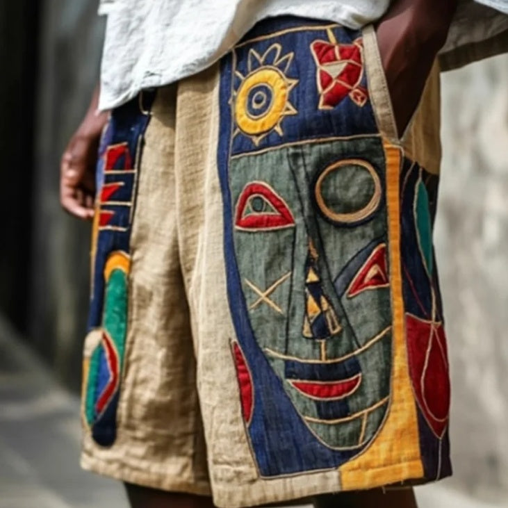 Retro Mask Geometric Art Men's Casual Shorts