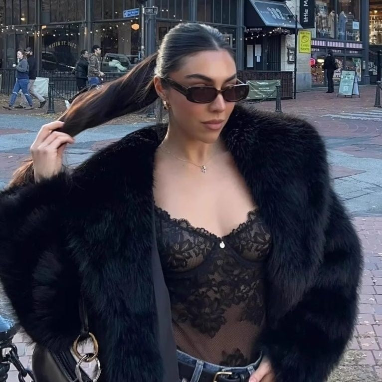 Faux Fur Coat Female Short Chic