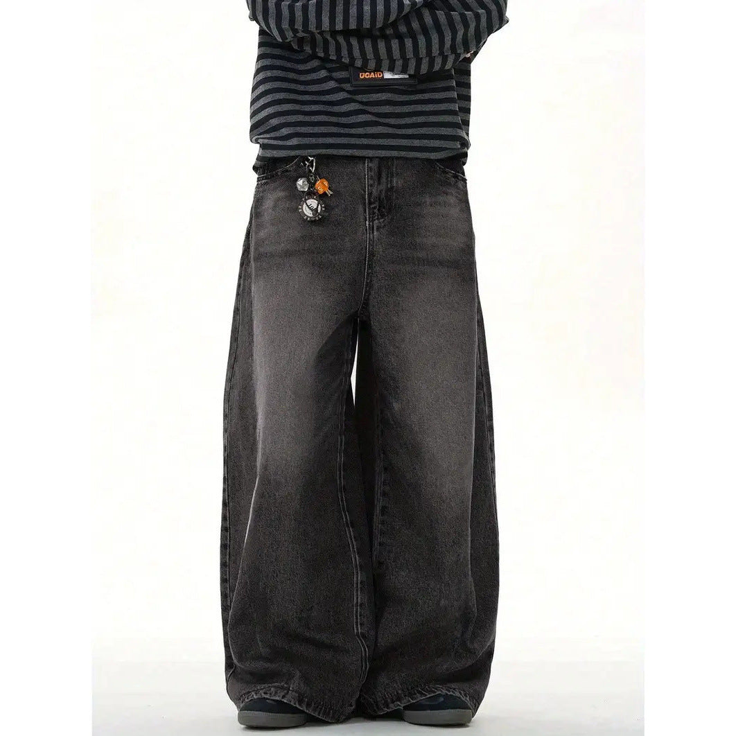 Mens High-Street Relaxed Premium Luh Twizzy Versatile Wide-Leg Pants