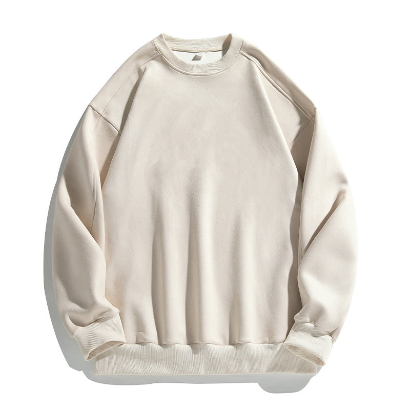 Suede-look Solid-color Casual Hoodless For Men