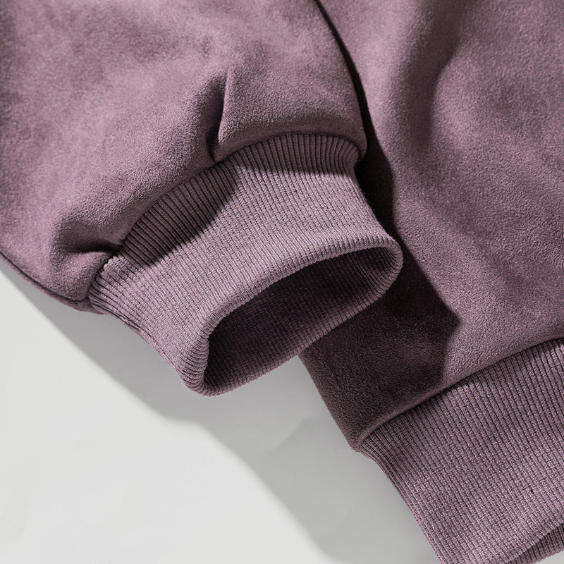 Suede-look Solid-color Casual Hoodless For Men