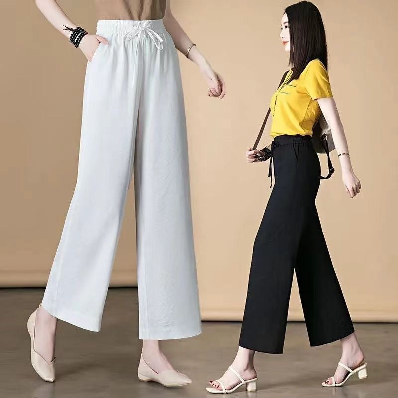 comfy-size Drawstring Straight-leg Casual Pants
