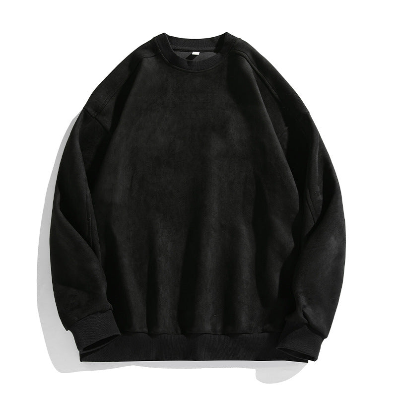 Suede-look Solid-color Casual Hoodless For Men