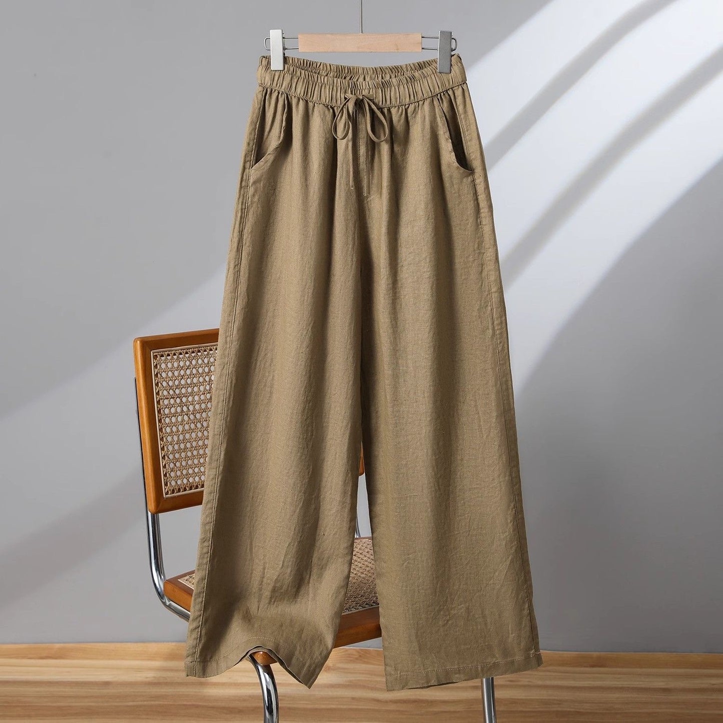comfy-size Drawstring Straight-leg Casual Pants