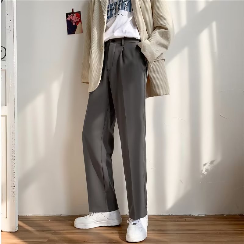Black Straight-leg Draping Cropped Loose-fit Pants