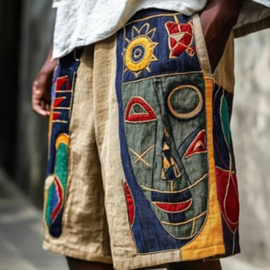 Retro Mask Geometric Art Men's Casual Shorts