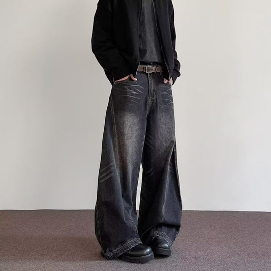 Mens High-Street Relaxed Premium Luh Twizzy Versatile Wide-Leg Pants
