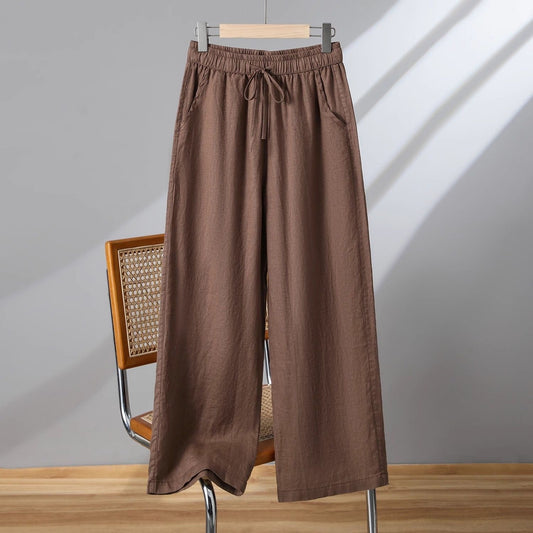 comfy-size Drawstring Straight-leg Casual Pants