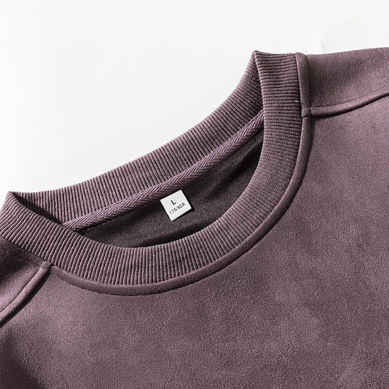 Suede-look Solid-color Casual Hoodless For Men