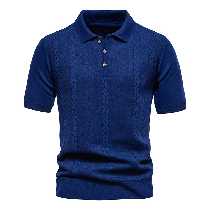 New Fashion Mens Knitted Polo Shirt Short-Sleeve