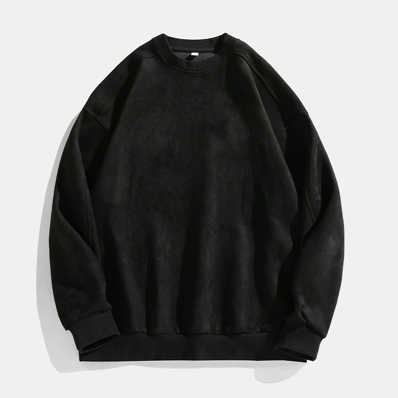 Suede-look Solid-color Casual Hoodless For Men