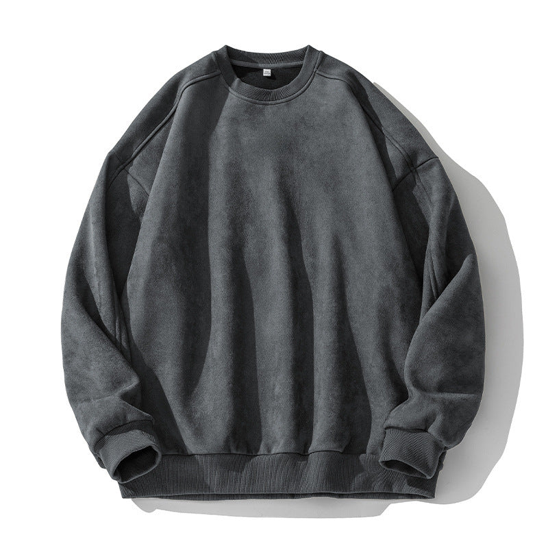 Suede-look Solid-color Casual Hoodless For Men