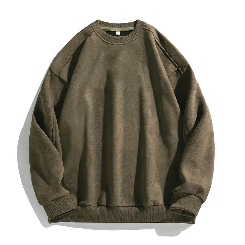Suede-look Solid-color Casual Hoodless For Men