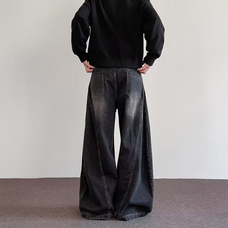 Mens High-Street Relaxed Premium Luh Twizzy Versatile Wide-Leg Pants