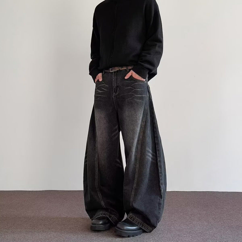 Mens High-Street Relaxed Premium Luh Twizzy Versatile Wide-Leg Pants