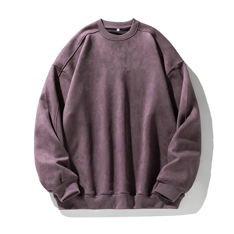 Suede-look Solid-color Casual Hoodless For Men